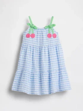 Gingham-klänning med körsbärsmönster för Baby & Småbarn