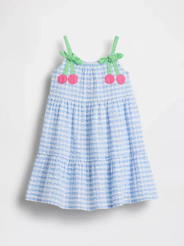 Gingham-klänning med körsbärsmönster för Baby & Småbarn