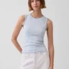 Gingham-mönstrad Pointelle-linne