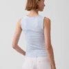 Gingham-mönstrad Pointelle-linne