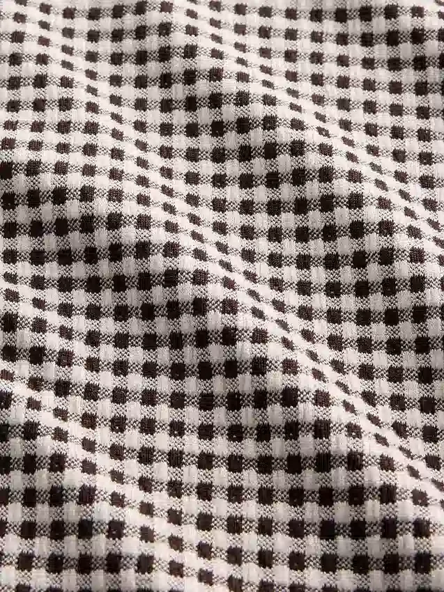 Gingham-mönstrad Pointelle-linne