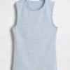 Gingham-mönstrad Pointelle-linne