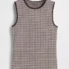 Gingham-mönstrad Pointelle-linne