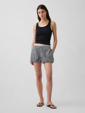 Gingham-shorts med bubbelkant