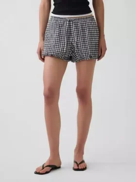 Gingham-shorts med bubbelkant