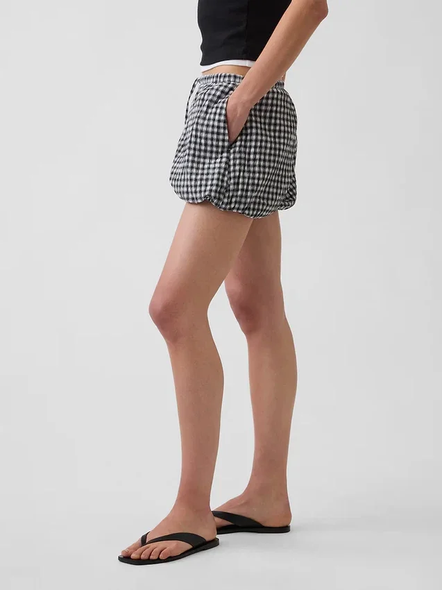 Gingham-shorts med bubbelkant
