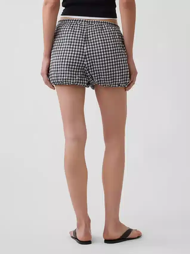 Gingham-shorts med bubbelkant