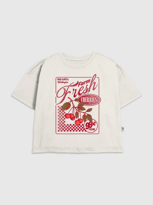 Grafisk T-shirt för barn med motivet ”Farm Fresh Cherries”