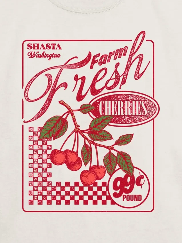Grafisk T-shirt för barn med motivet ”Farm Fresh Cherries”