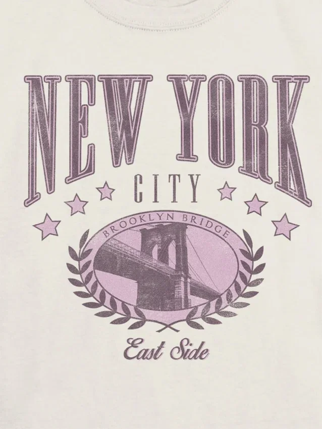 Grafisk T-shirt för barn med New York College-motiv