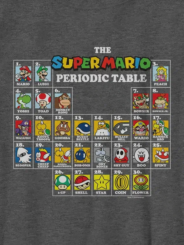 Grafisk T-shirt för barn med Nintendos periodiska system