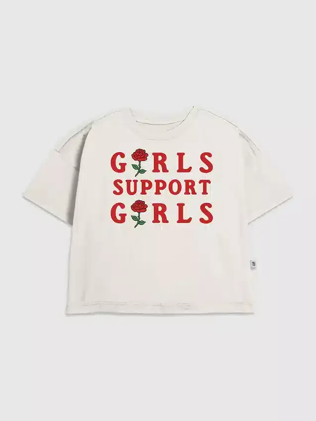 Grafisk T-shirt för flickor med trycket ”Support Girls”