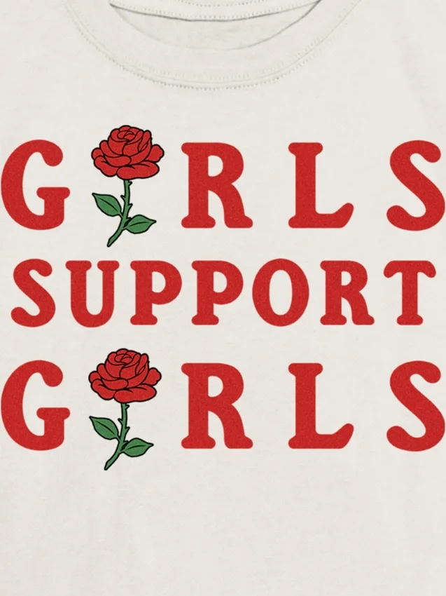 Grafisk T-shirt för flickor med trycket ”Support Girls”