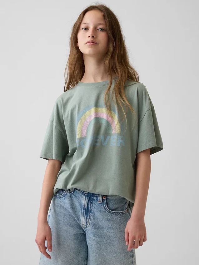 Grafisk T-shirt i oversized-modell för barn