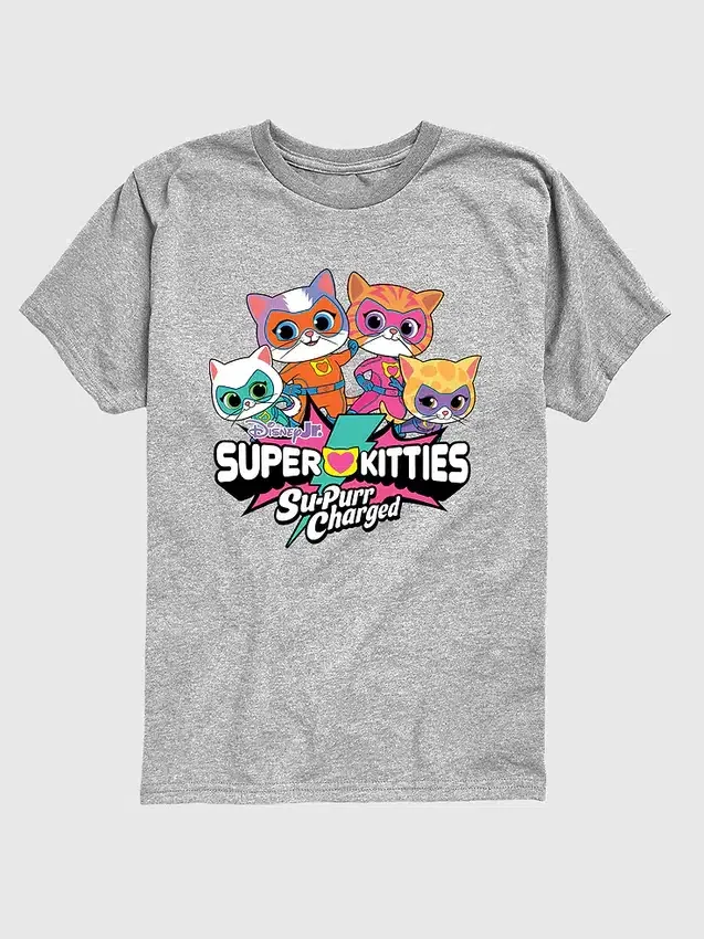 Grafisk T-shirt med kort ärm och Super Kitties-logotyp för småbarn