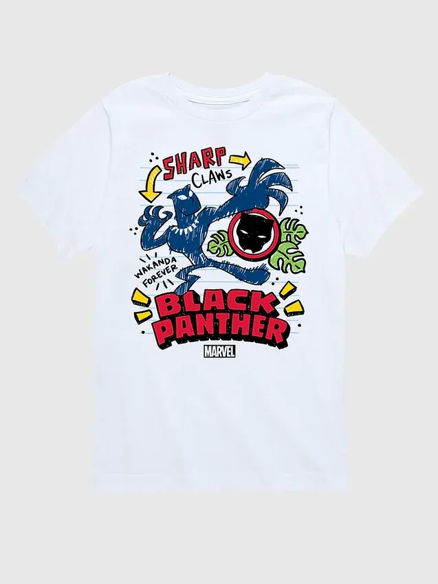 Grafisk T-shirt med korta ärmar för småbarn – Marvel Black Panther Doodle