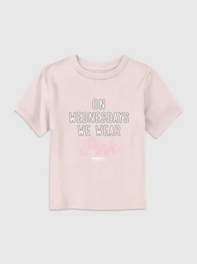 Grafisk T-shirt med motivet ”Toddler Mean Flickor – On Wednesdays We Wear Pink”