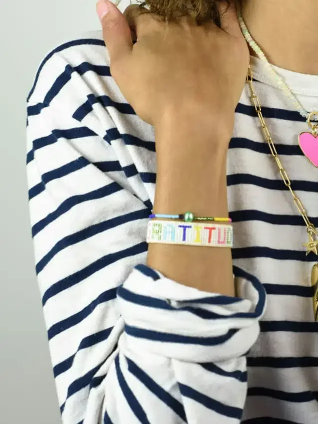 Hart Rainbow Gratitude-armband med pärlor