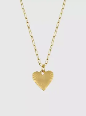 Hart Small Ribbed Heart of Gold-halsband