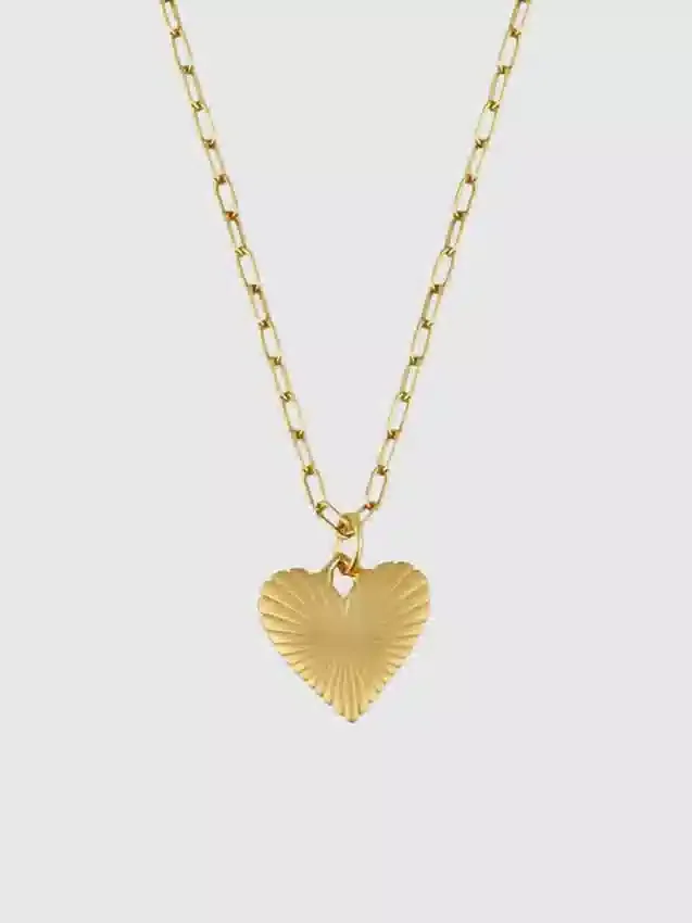 Hart Small Ribbed Heart of Gold-halsband
