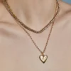 Hart Small Ribbed Heart of Gold-halsband