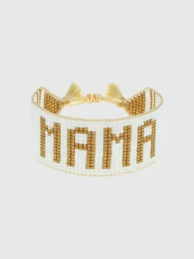 Hart vitt och guldfärgat Mama-armband