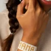 Hart vitt och guldfärgat Mama-armband