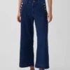 Hög midja, vid ben och ankellånga sjömansjeans
