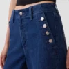 Hög midja, vid ben och ankellånga sjömansjeans