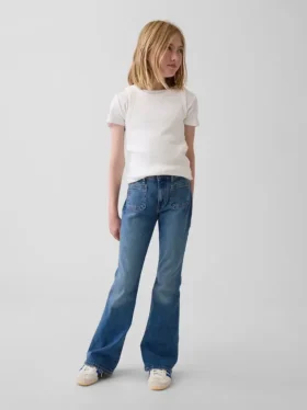 Högmidjade 70-talsinspirerade flare-Jeans för barn