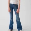 Högmidjade 70-talsinspirerade flare-Jeans för barn