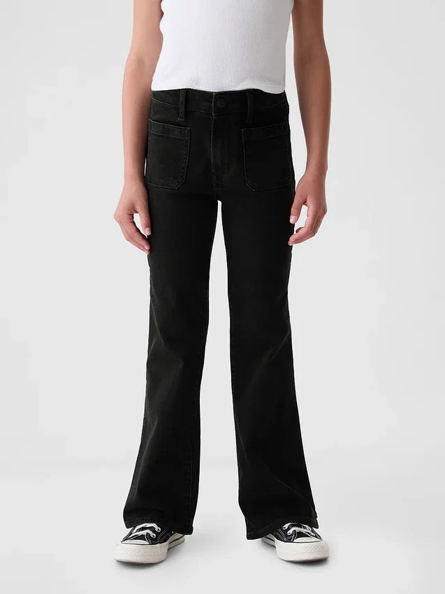 Högmidjade 70-talsinspirerade flare-Jeans för barn