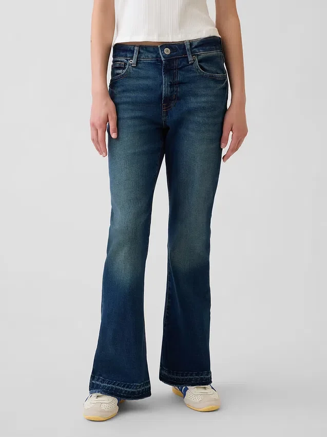 Högmidjade 70-talsinspirerade flare-Jeans för barn