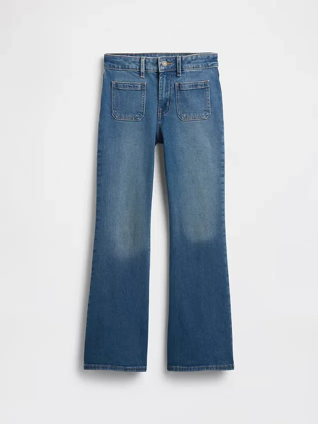 Högmidjade 70-talsinspirerade flare-Jeans för barn