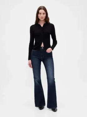 Högmidjade 70-talsjeans med utsvängda ben