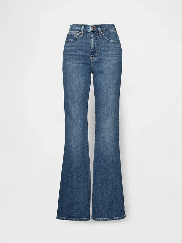 Högmidjade 70-talsjeans med utsvängda ben