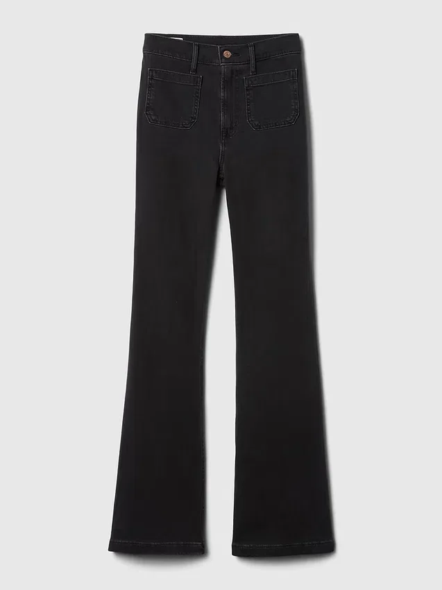 Högmidjade 70-talsjeans med utsvängda ben