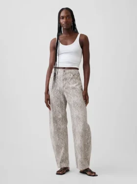 Högmidjade Barrel-jeans med ormmönster