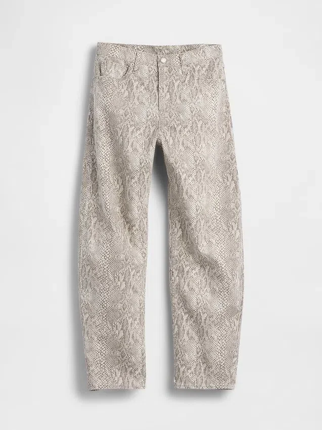 Högmidjade Barrel-jeans med ormmönster