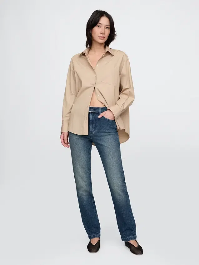 Högmidjade, bältade 90-talsinspirerade smala raka jeans