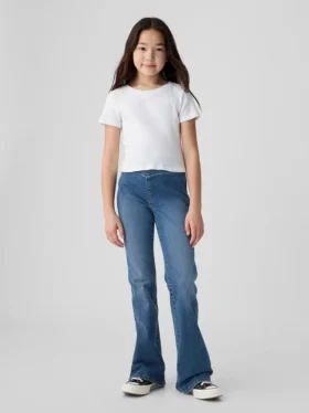 Högmidjade crossover-Jeans med utsvängda ben för barn