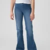 Högmidjade crossover-Jeans med utsvängda ben för barn