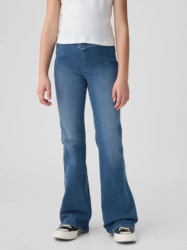 Högmidjade crossover-Jeans med utsvängda ben för barn