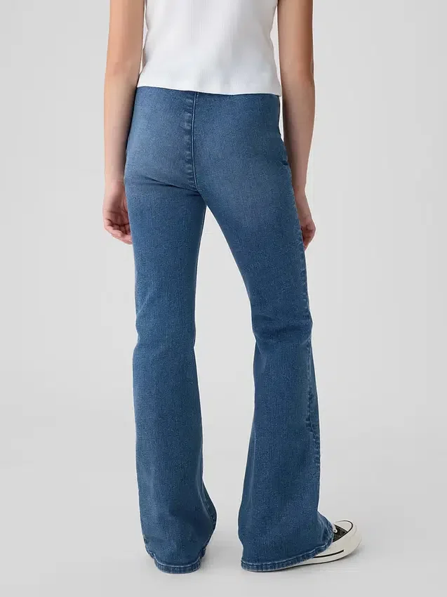 Högmidjade crossover-Jeans med utsvängda ben för barn