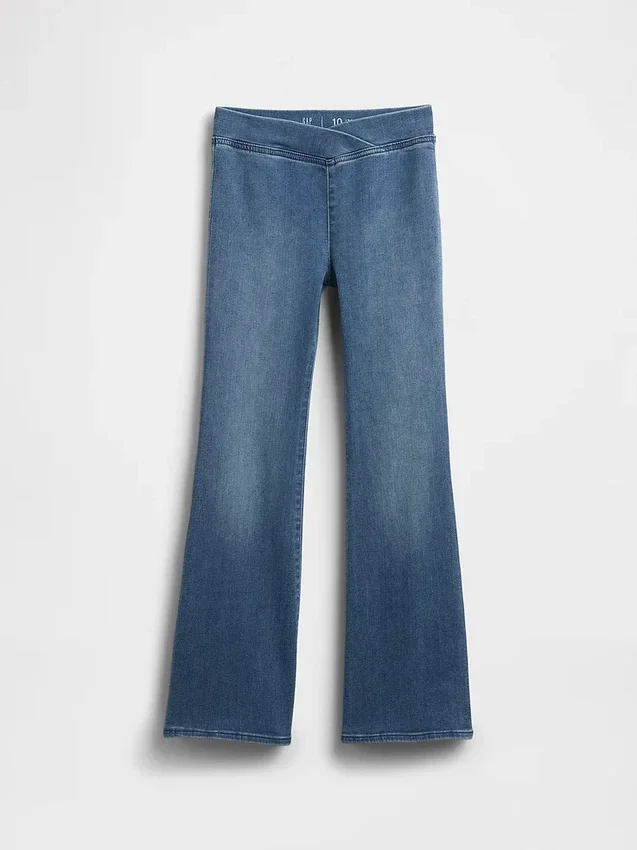 Högmidjade crossover-Jeans med utsvängda ben för barn