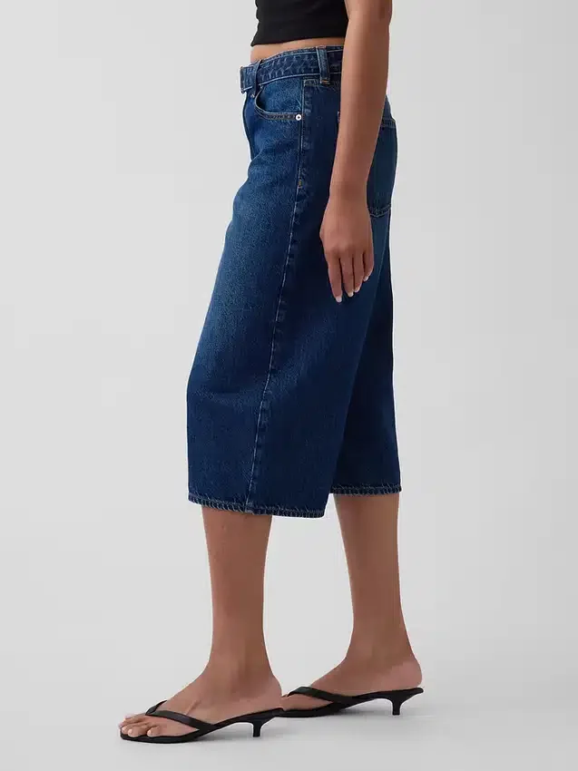 Högmidjade culotte-jeans med bälte