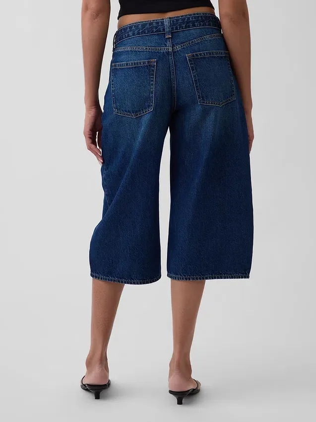 Högmidjade culotte-jeans med bälte