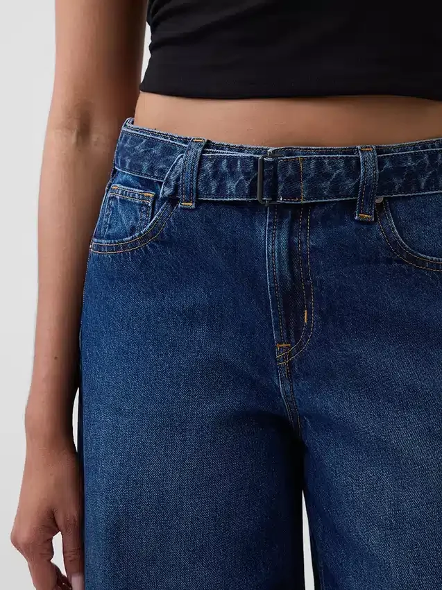 Högmidjade culotte-jeans med bälte