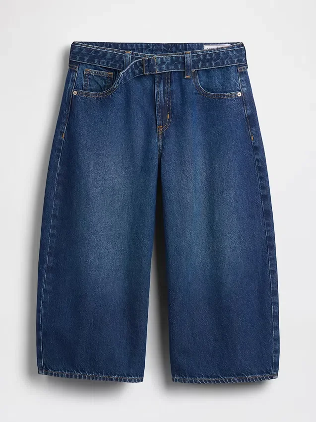 Högmidjade culotte-jeans med bälte
