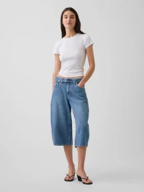Högmidjade culottejeans med bälten